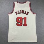 NBA 91 Rodman Chicago Bulls Maillot crème brodé